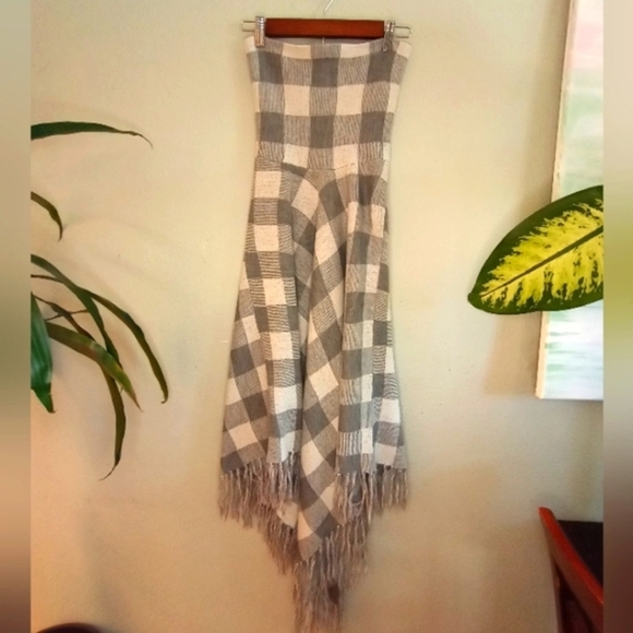 The Limited Fringed Scarf Strapless Boho Preppy Western Coastal Cowgirl Dress - Picture 2 of 4